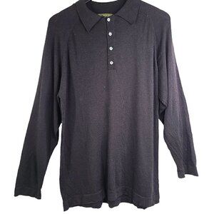 Principe Made in Italy Black Merino Wool Long Sleeved Polo Shirt